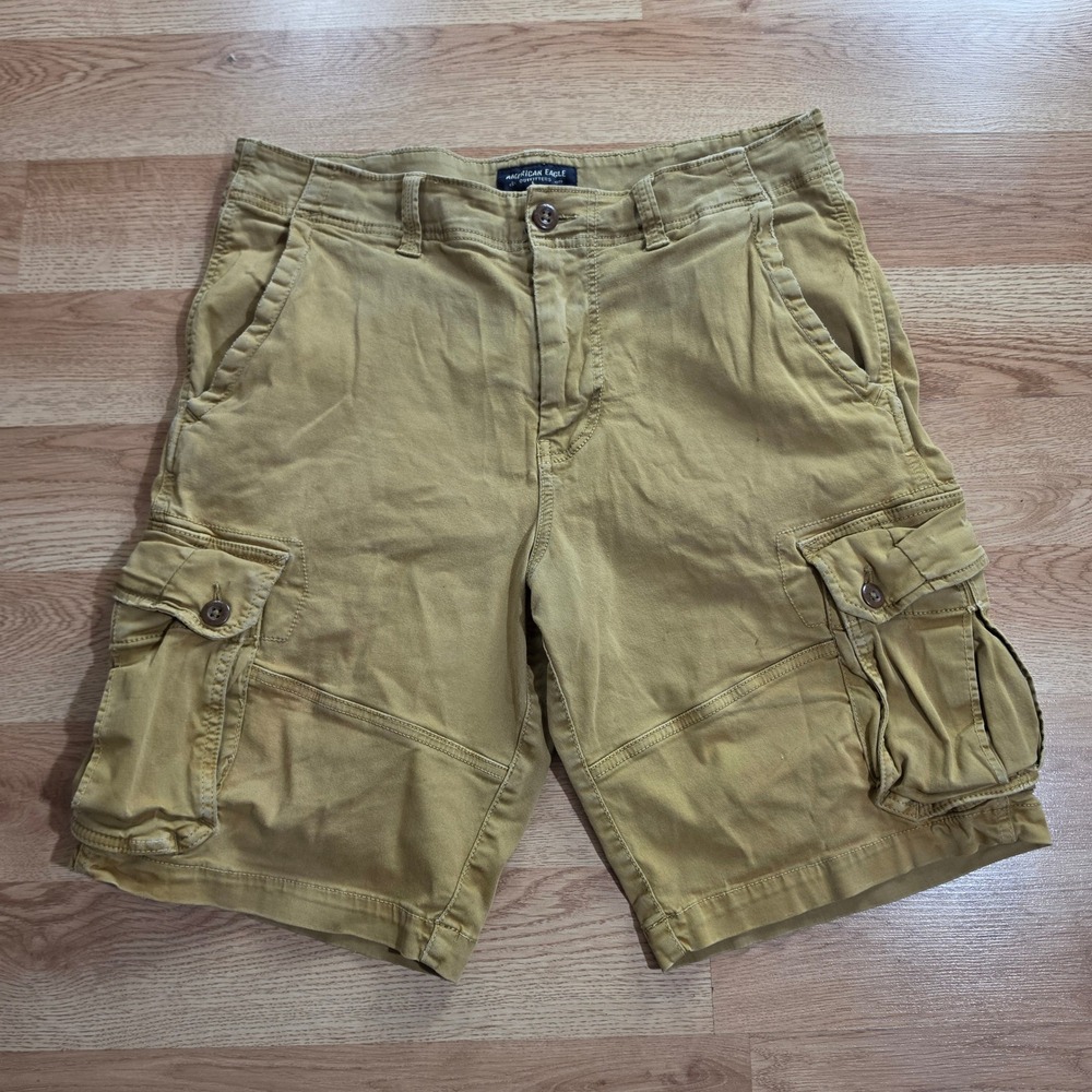 Vintage American Eagle Cargo Shorts Mens 34 Yellow Extreme Flex Classic Outdoor